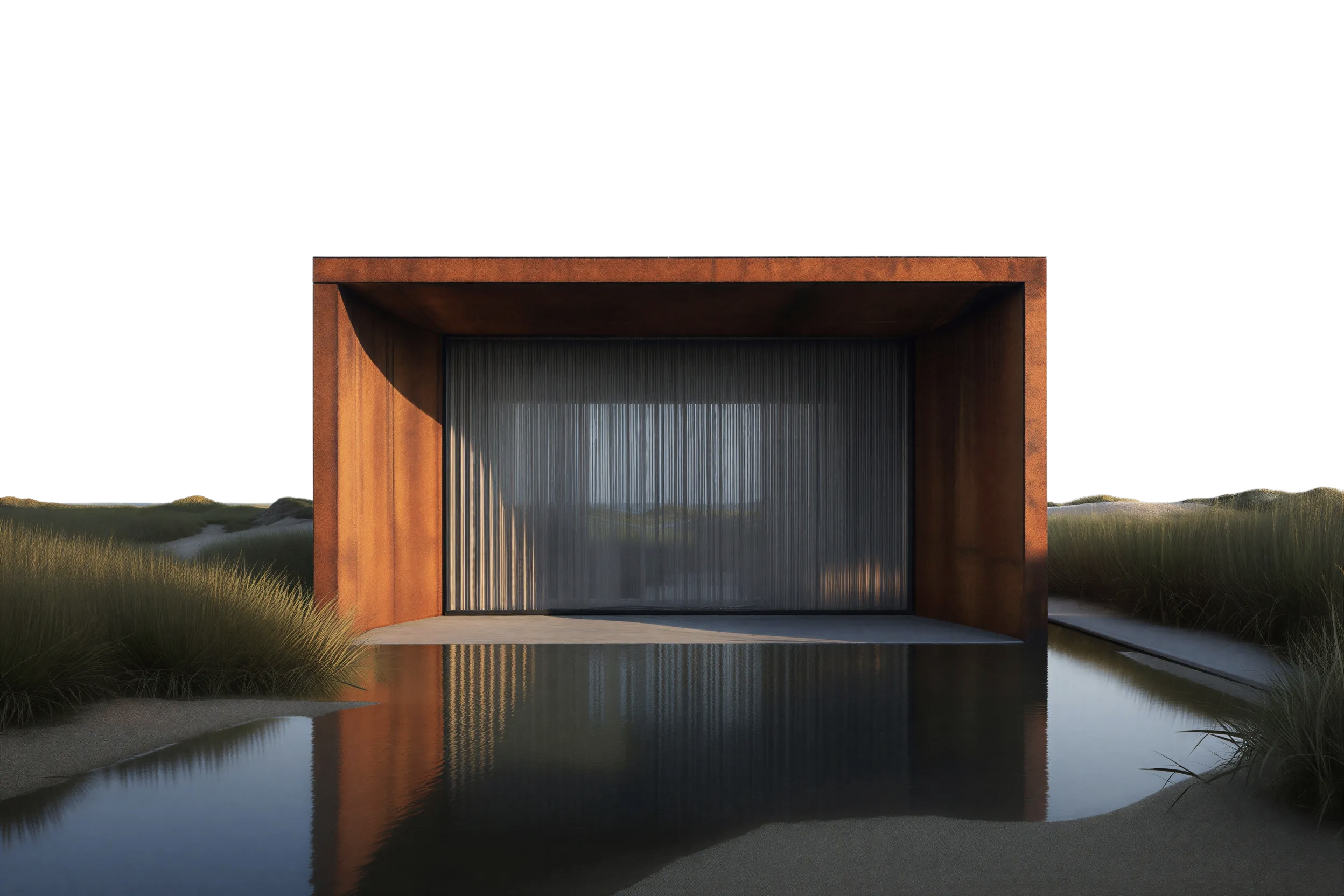 Modern architectural structure with reflection